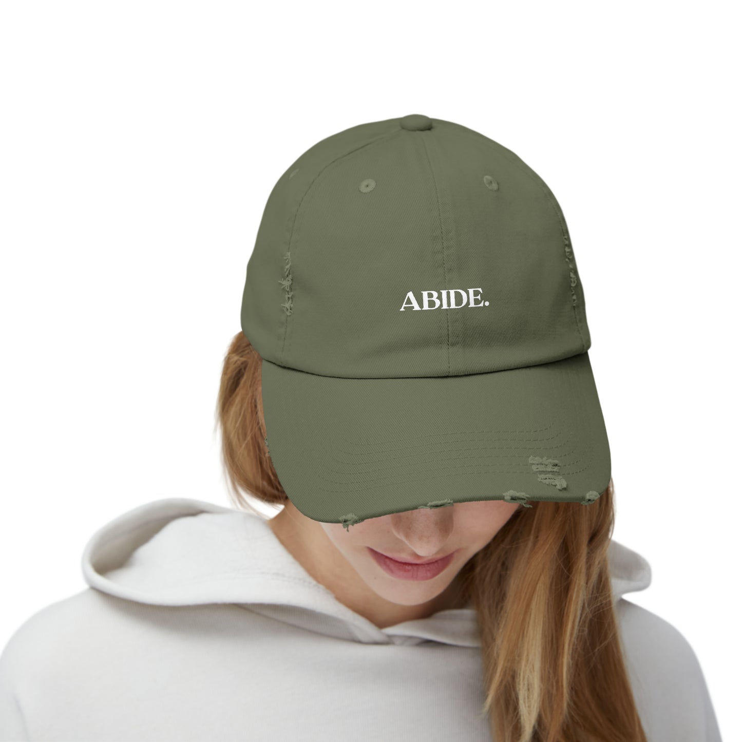 ABIDE. Unisex Distressed Cap