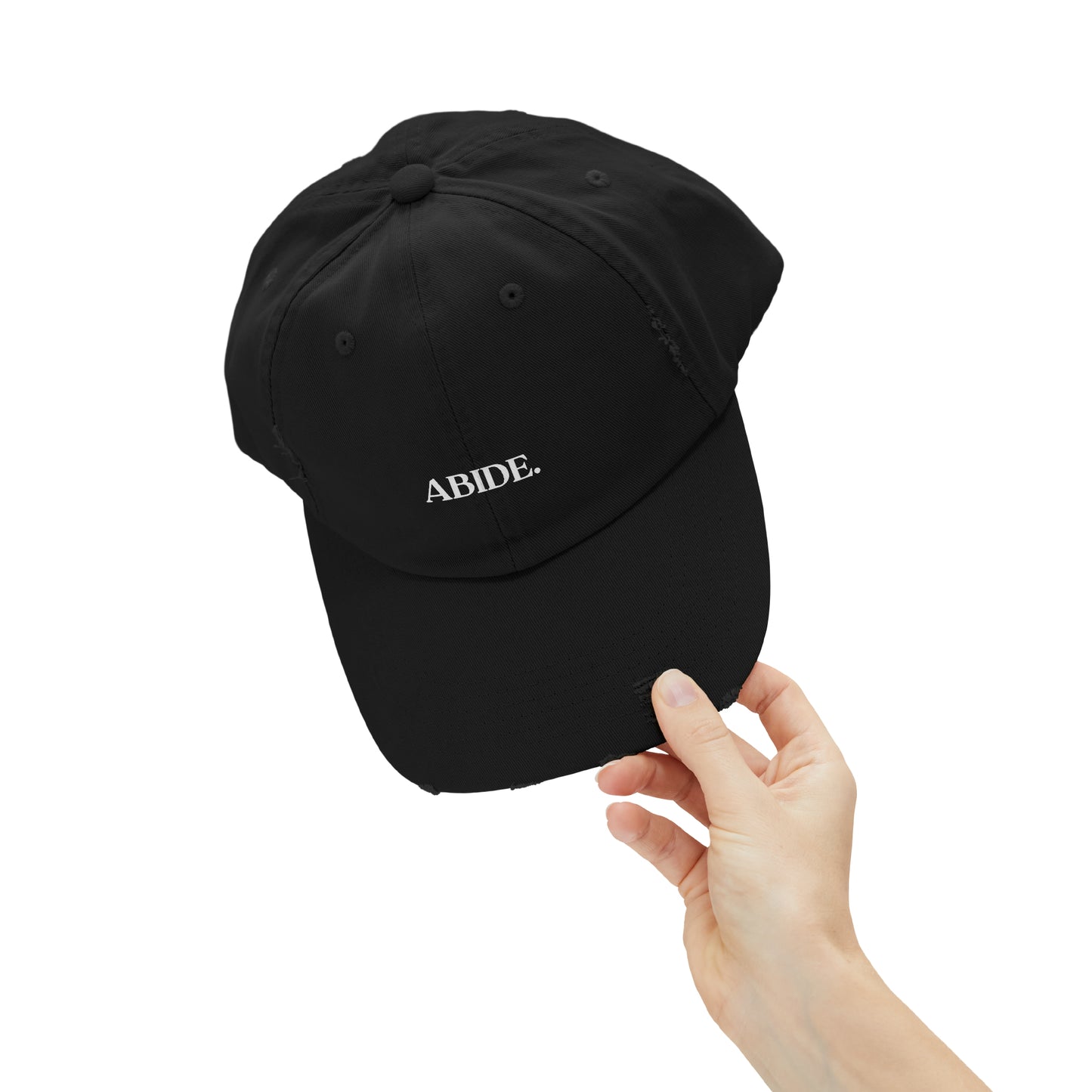 ABIDE. Unisex Distressed Cap