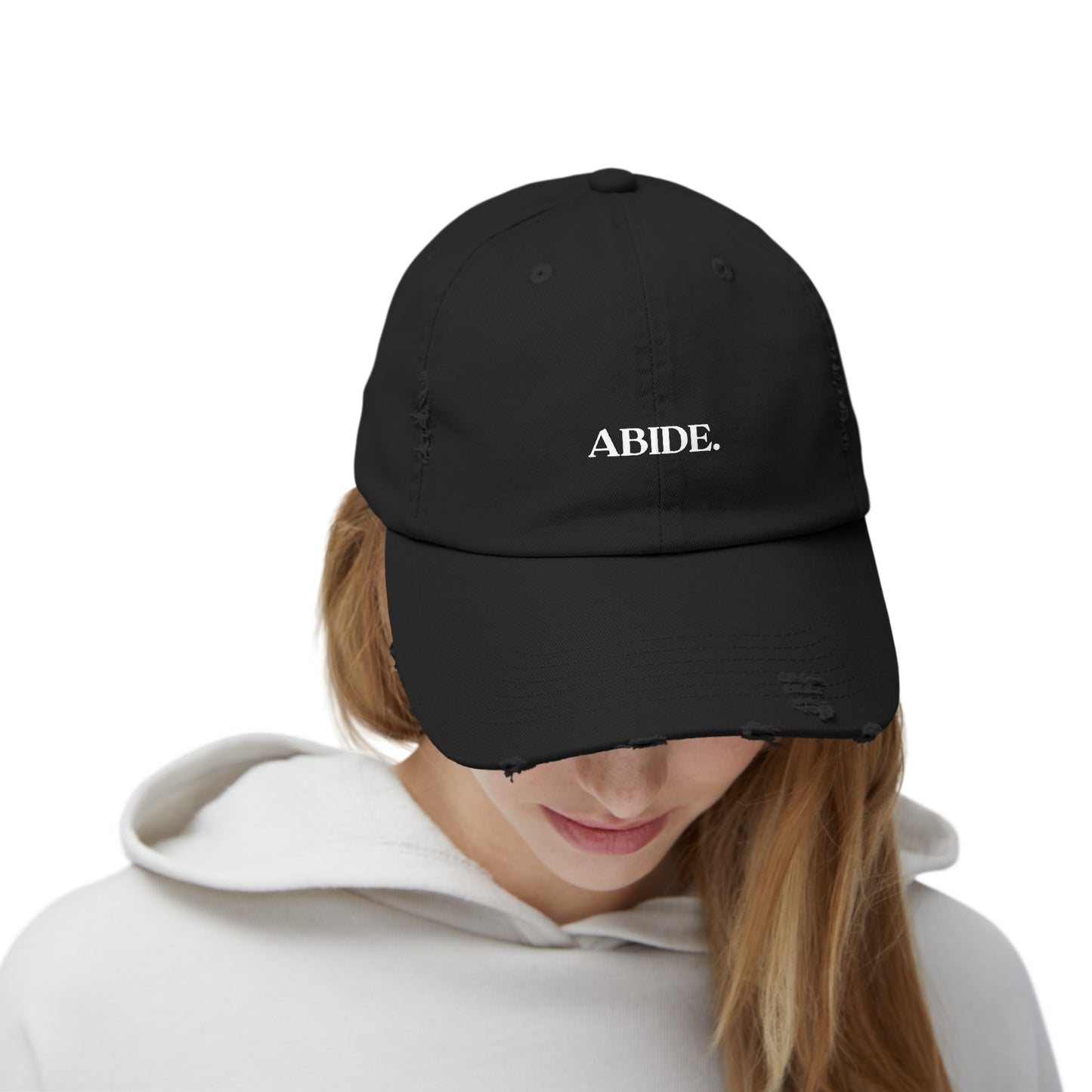 ABIDE. Unisex Distressed Cap